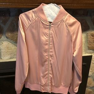 Sincerely Jules Pink Satin Bomber Jacket
